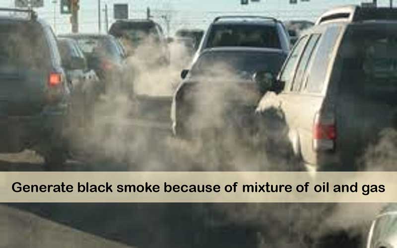 exhausted black smoke of engine