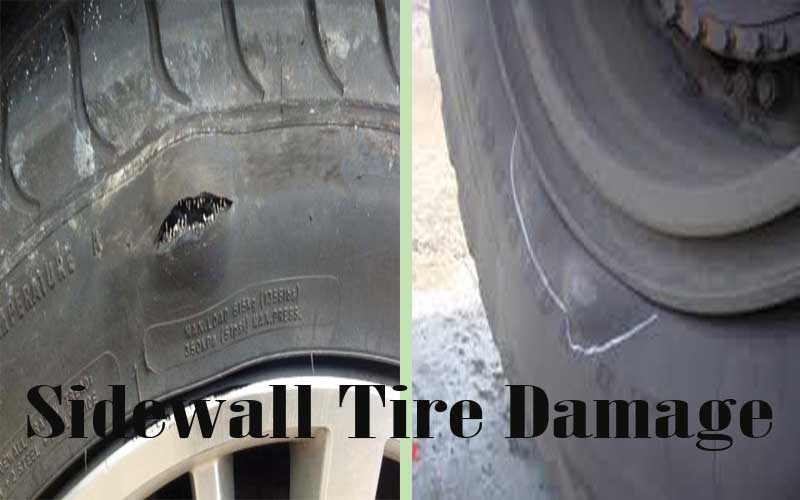 Examples of sidewall tire damage